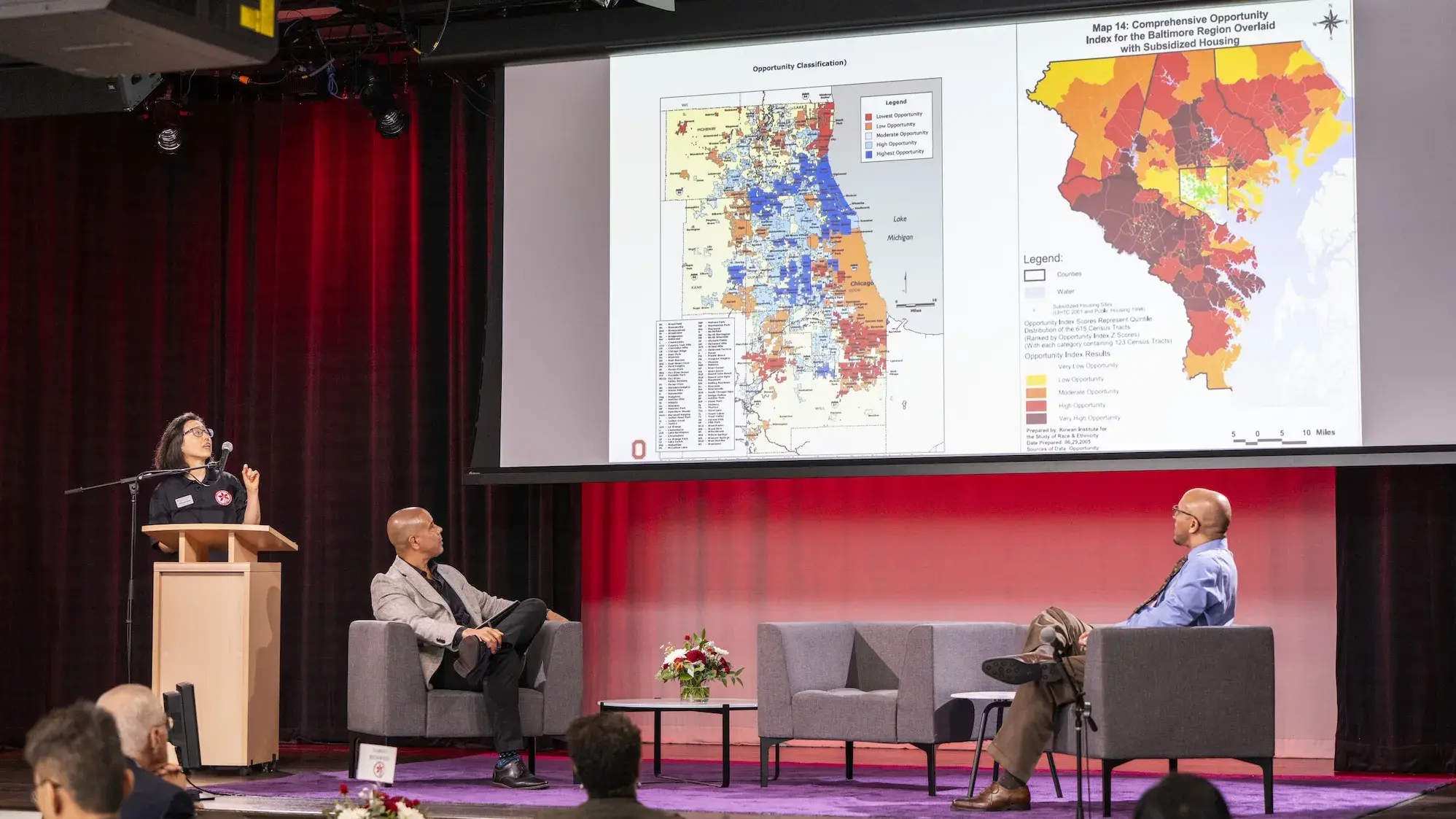 Dr. Mikyung Baek presenting at Kirwan’s 20th anniversary about its community-engaged approach to opportunity mapping