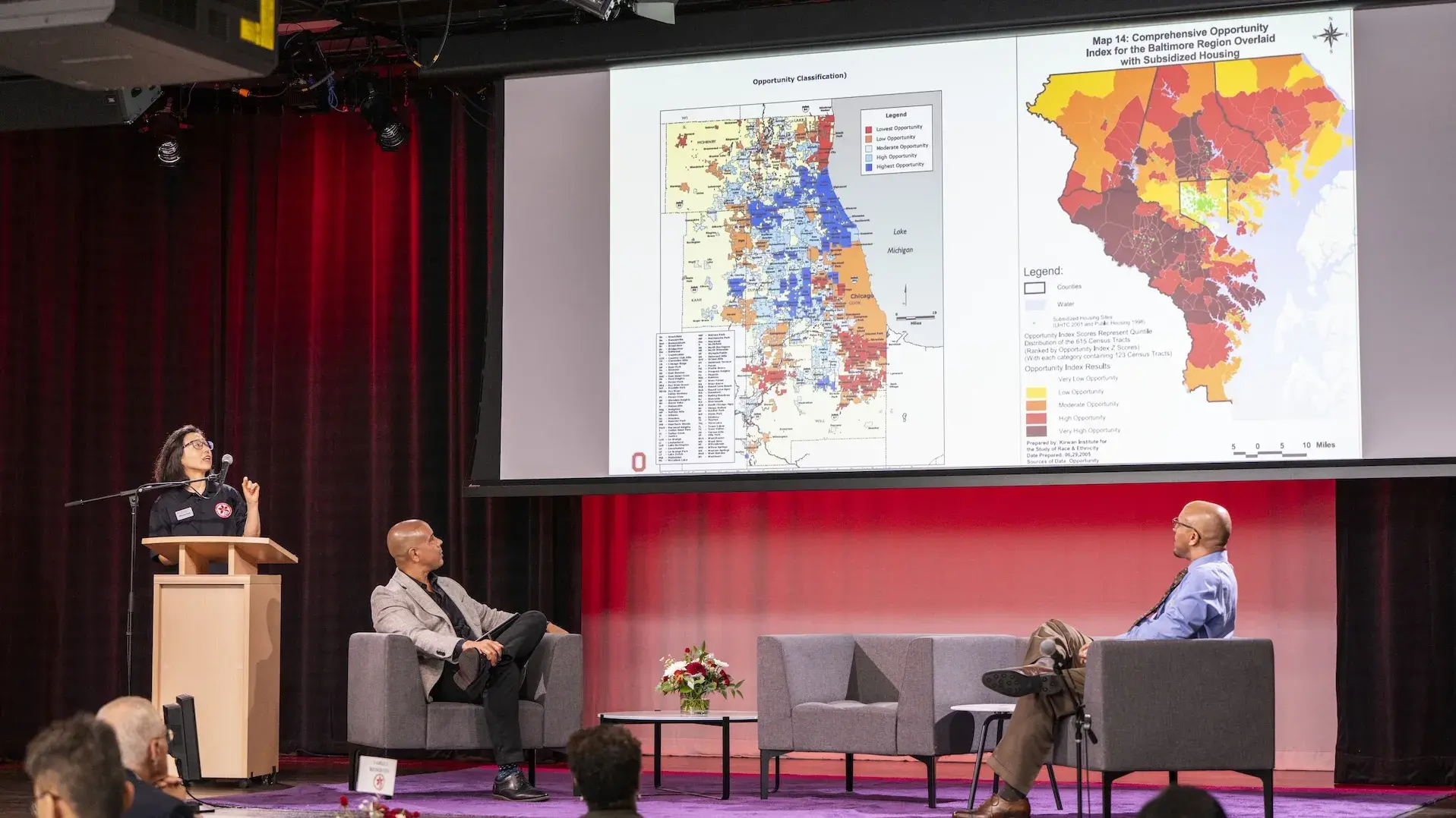 Senior Data Analyst and Researcher Mikyung Baek presents opportunity mapping for the 20th Anniversary symposium audience. 